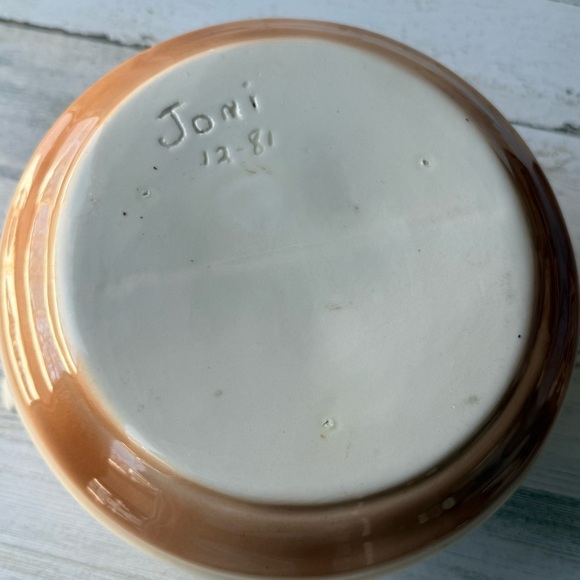 Vintage Ceramic Pot with Handles Daisy & Wheat Pattern Planter Cache Farmhouse - Picture 6 of 11